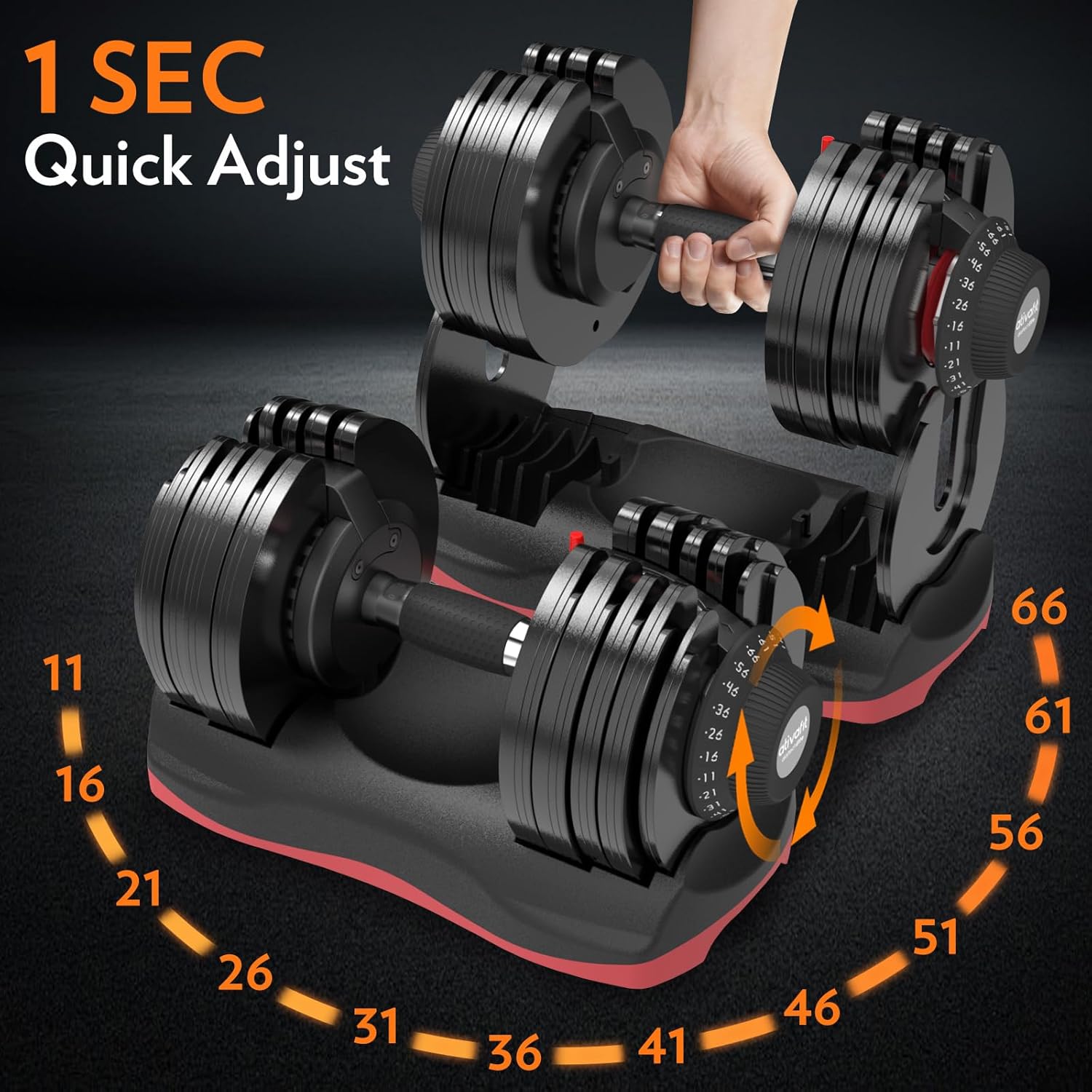 66 Lbs Adjustable Weight Dumbbell Set DT1166